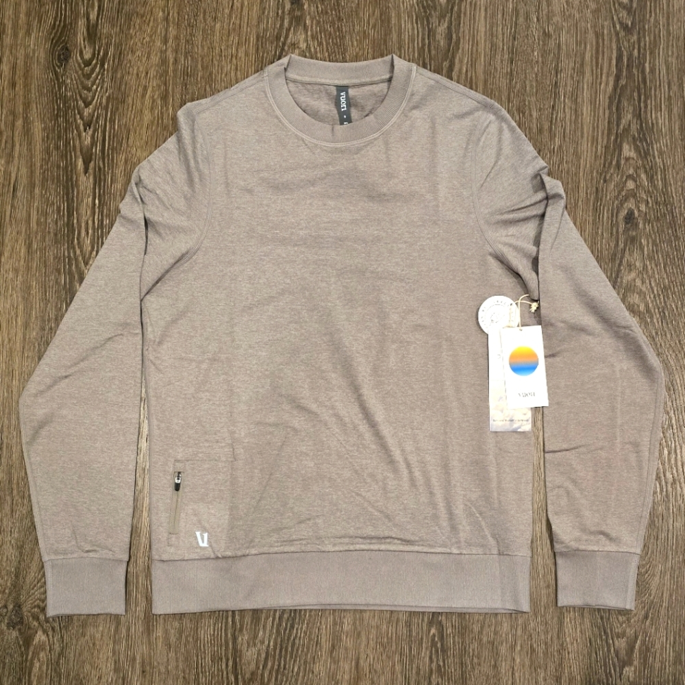 NWT Vuori Ponto Performance Crew Sweater Walnut Heather Small